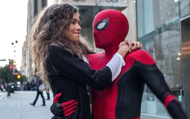 Zendaya as Mary-Jane Watson (MJ) and Tom Holland as Peter Parker/Spider-Man in "Spider-Man: Far From Home"<p>Marvel Studios/Sony</p>