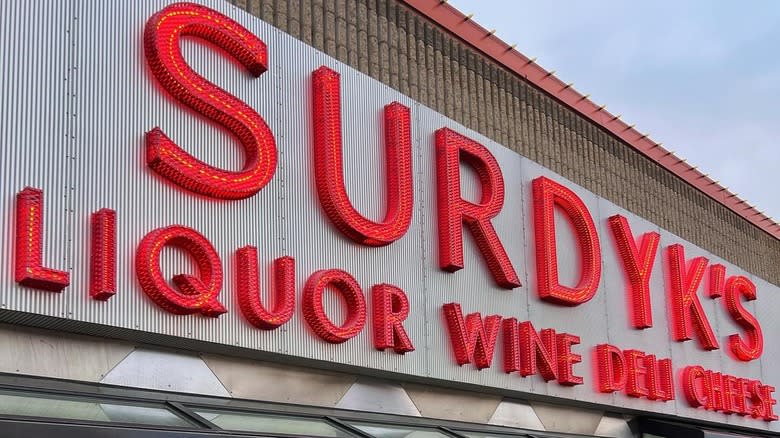 Surdyk's liquor wine deli cheese sign