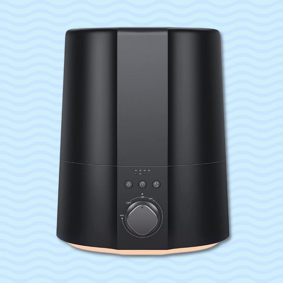 Amazon rating: 4.4 out of 5 starsThis sleek humidifier has a capacity of 2.5 liters and is ideal for rooms up to 270 square feet. It has an optional nightlight feature and a sleep mode which when turned on, all indicator lights will be shut off so your little one (or you) can undisturbed sleep. It's just over 10 inches tall. Promising review: 