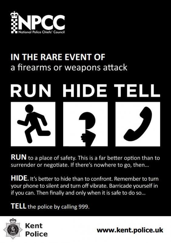 The police have issued advice on what to do in the event of a weapons attack/ (NPCC)