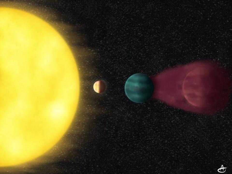 Young, hot, Earth-sized planet HD 63433d sits close to its star in the constellation Ursa Major, while two neighboring, mini-Neptune-sized planets — identified in 2020 — orbit farther out (Alyssa Jankowski)