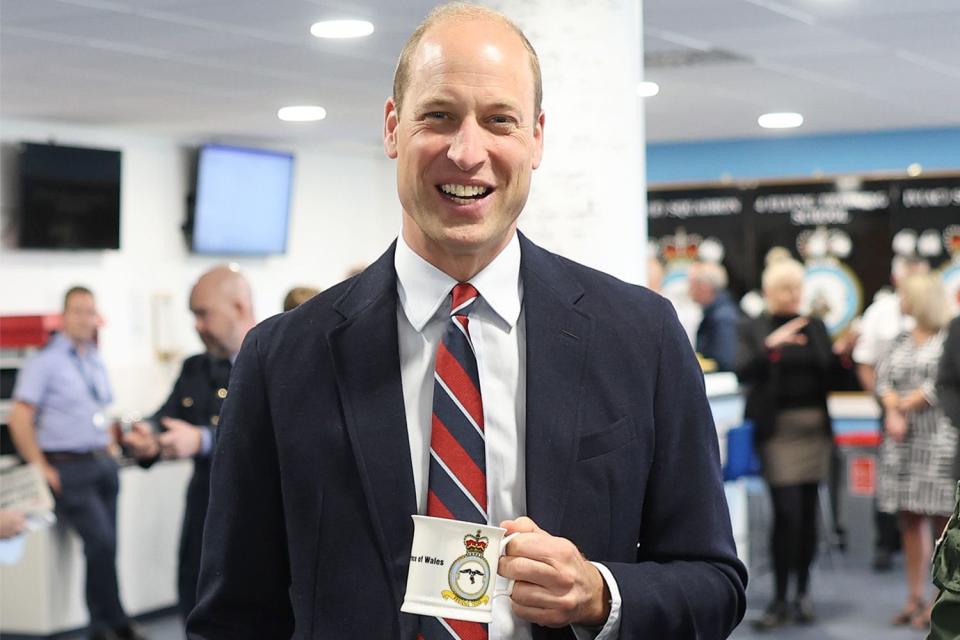 <p>Chris Jackson/Getty</p> Prince William speaks with personnel at RAF Valley on July 9, 2024.