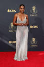 <p>The "Insecure" actress oped for a bold silver look by Aliétte for the 2021 Emmy Awards.<em> (Image via Getty Images)</em></p> 