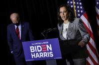 Democratic presidential candidate Biden and vice presidential candidate Harris discuss coronavirus response at campaign event in Wilmington, Delaware