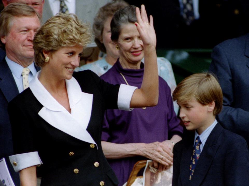 Diana, Princess of Wales, accompanied by Prince William, arrives at Wimbledon's Centre CourtReuters