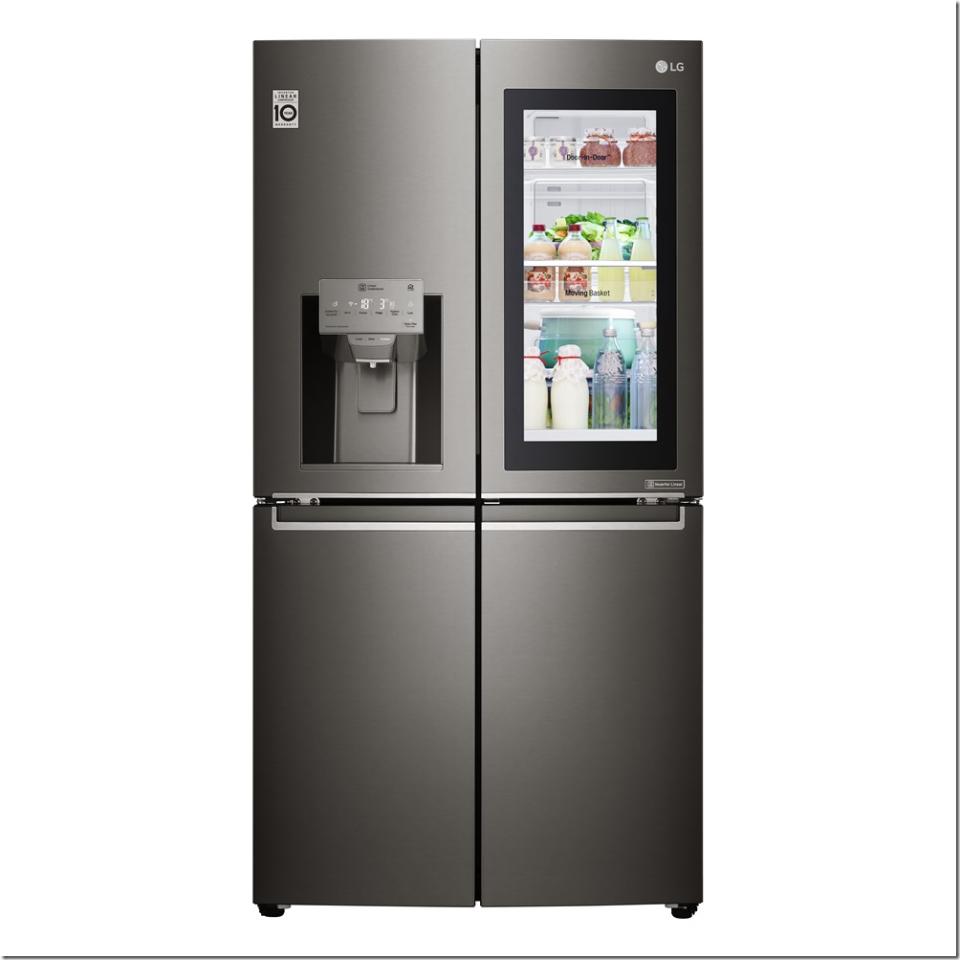 InstaView_Multi Door_Black Stainless Steel_Food_Front_DID_Light_On