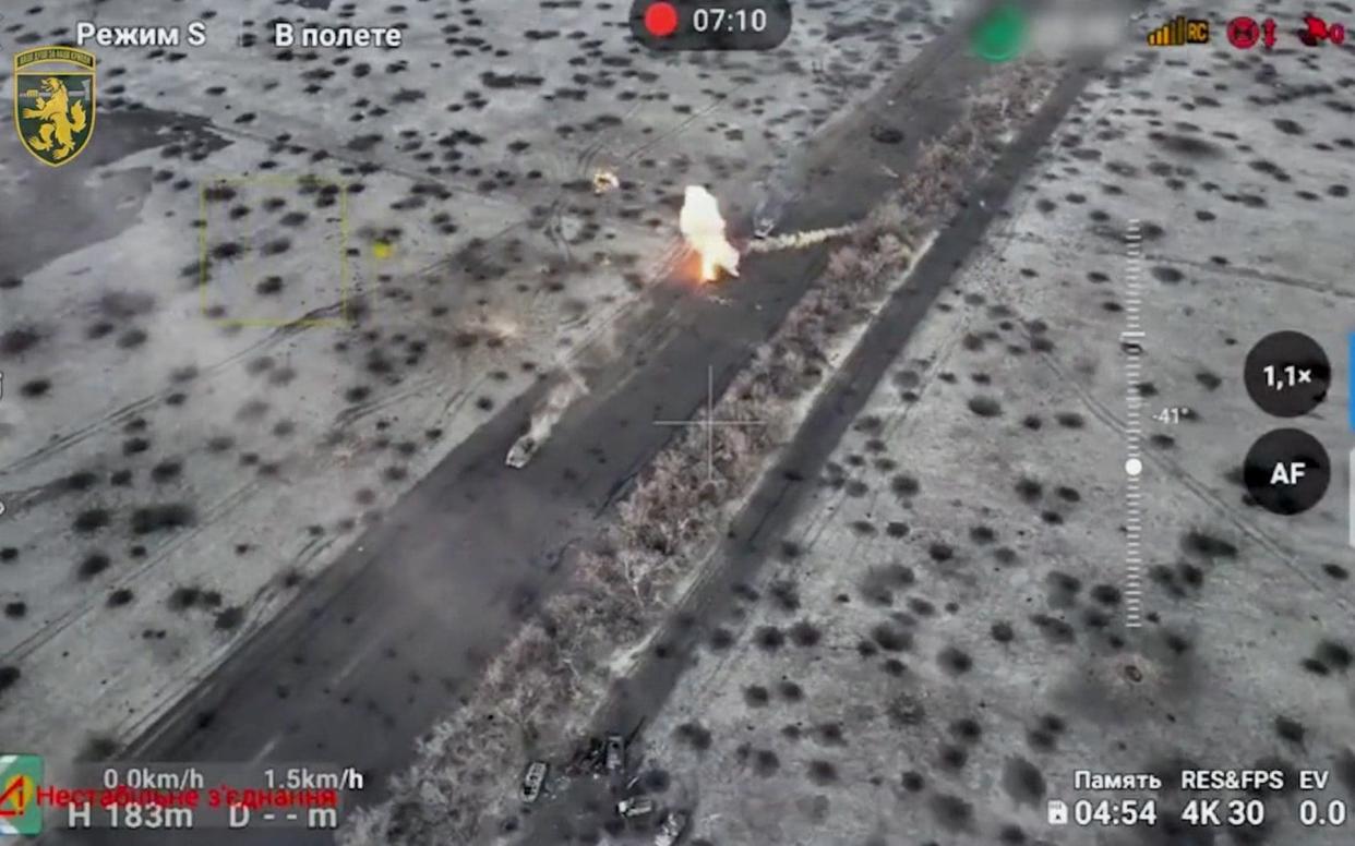 Ukrainian forces destroy Russian tanks on the frontlines in Ukraine