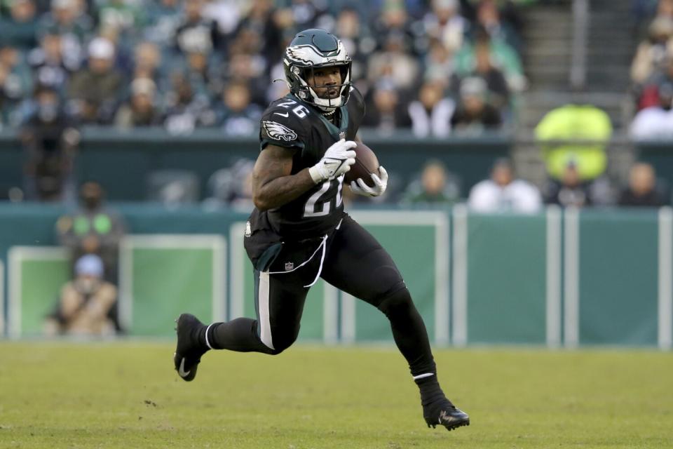 Philadelphia Eagles running back Miles Sanders in action against the New Orleans Saints.