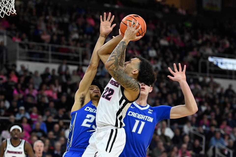 Providence Friars guard Devin Carter shoots against the Creighton Bluejays on Wednesday night.