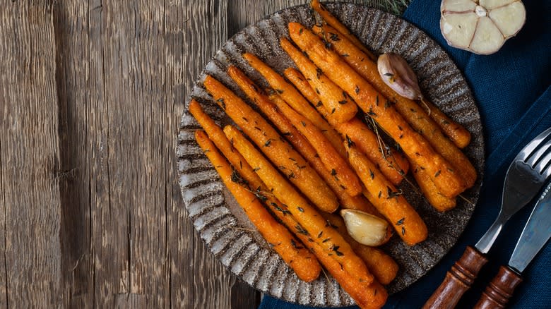 Roasted carrots on plate