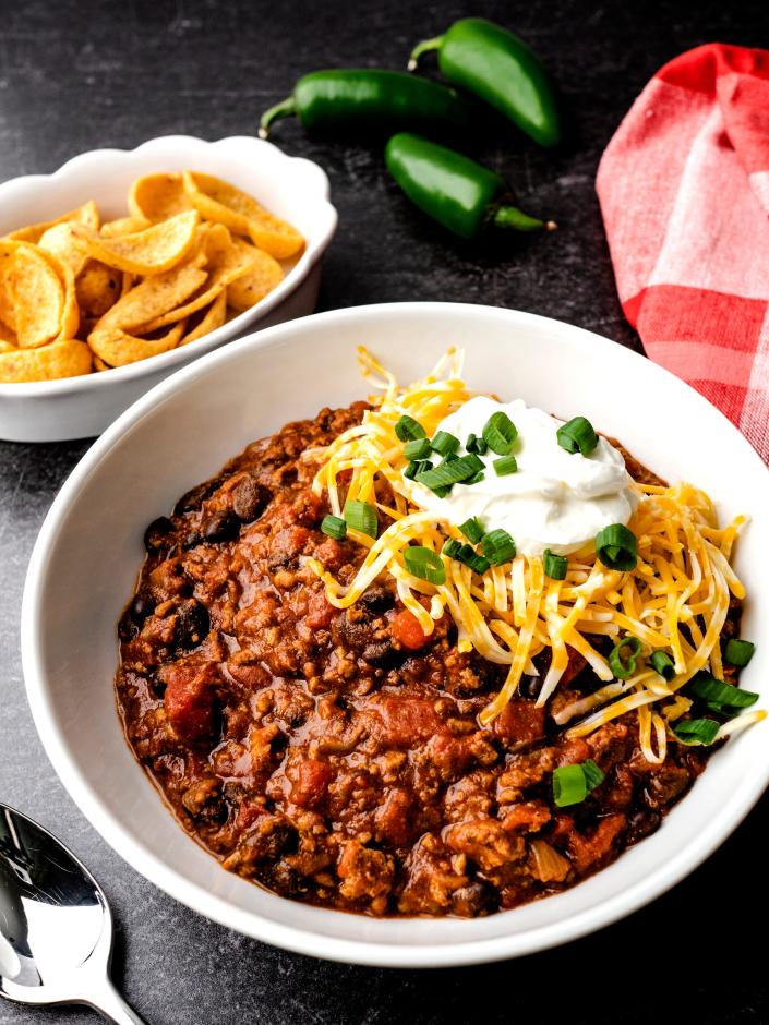 Stir up a pot of Spicy Turkey Chili for game day or holiday gatherings ...