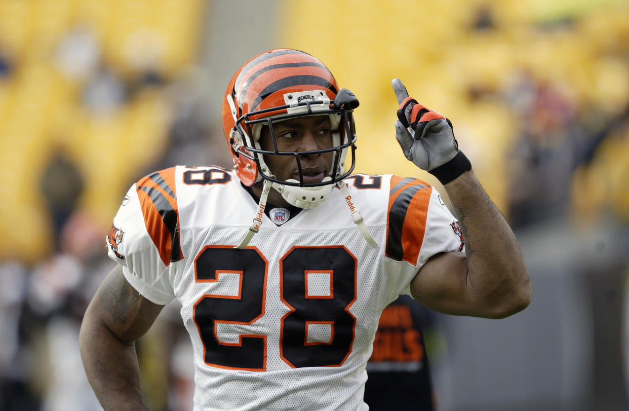 Corey Dillon is one of the only 11,000-yard rushers not in the Hall of Fame. (Photo by George Gojkovich/Getty Images)