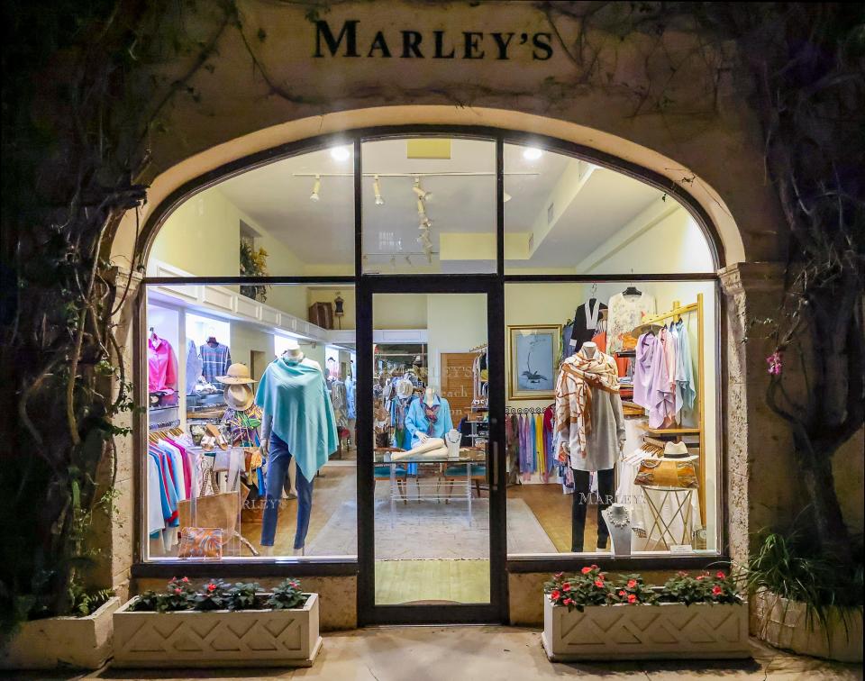 Exterior photos of Marley’s Palm Beach Collection, a women’s apparel shop at 256 Worth Ave., in November 2021.