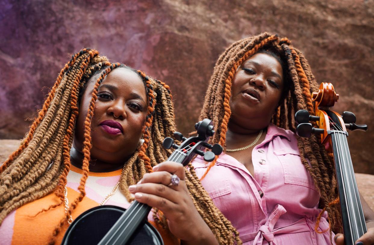 Violin/cello R&B/classical duo SistaStrings is in concert Aug. 4 at Door Community Auditorium in Fish Creek.