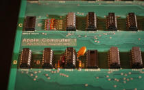 LONDON, ENGLAND - OCTOBER 09: An Apple-1 Personal Computer is displayed at Christie's on October 9, 2012 in London, England. Introduced in July 1976 the Apple-1 was sold without a casing, power supply, keyboard or monitor and buyers would have to supply their own. This rare personal computer has come from the estate of Joe Copson, a former Apple employee. The Apple-1 machine was designed and each model hand-built by Steve Wozniak. His friend Steve Jobs suggested a number of improvements, and handled it's sale and marketing. When offered at auction in Christie’s sale of Travel, Science and Natural History on October 9, 2012 it is expected to fetch between £50,000 and £80,000. (Photo by Peter Macdiarmid/Getty Images)