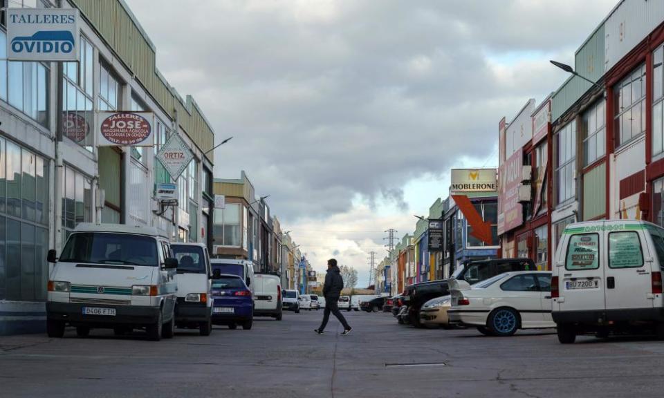 An industrial estate of closed businesses Burgos, Spain after the country announced its lockdown