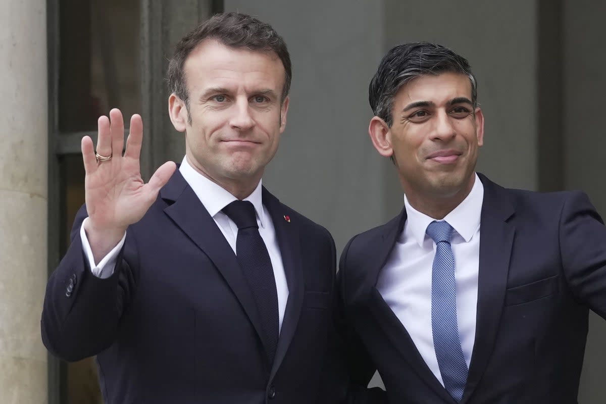 Prime Minister Rishi Sunak meets French President Emmanuel Macron at the Elysee Palace (Kin Cheung/PA) (PA Wire)