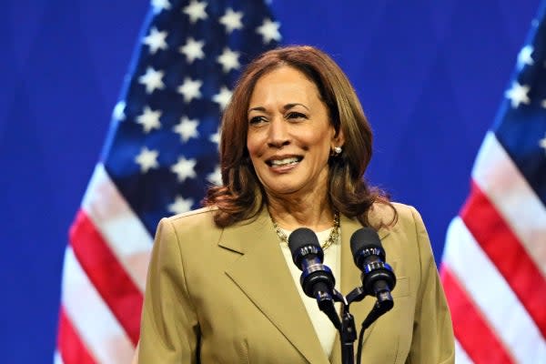 Vice President Kamala Harris speaks during a presidential town hall