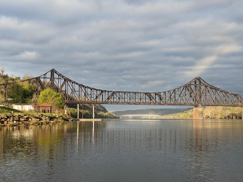 A view from Curtis Casto's kayak of the Ohio River at Monaca, Pennsylvania.