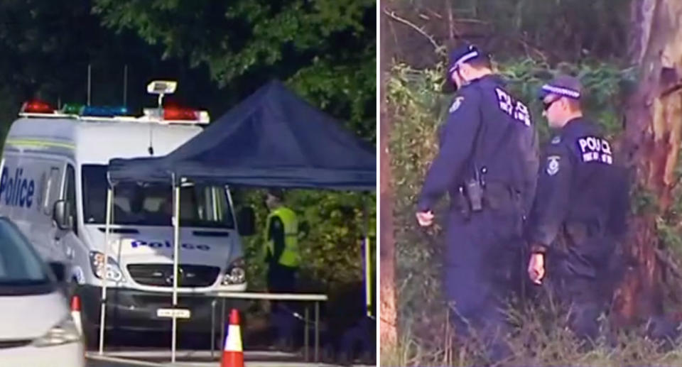 Officers are searching the surrounding area of where the body was found. Source: 7News