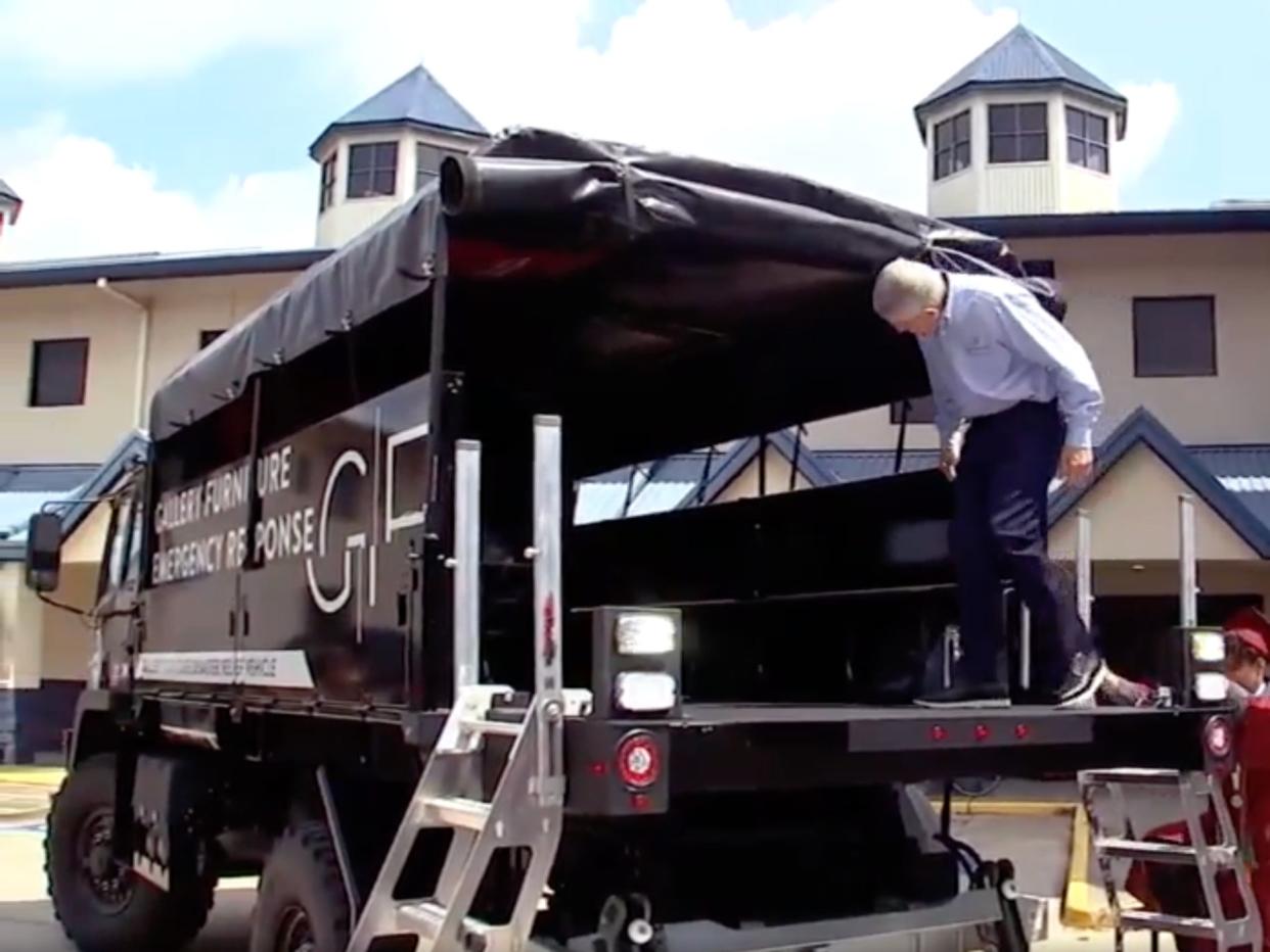 <p>Mattress Mack has unveiled a high-water rescue truck to help Houston residents in cases of severe weather. </p> (KTRK)