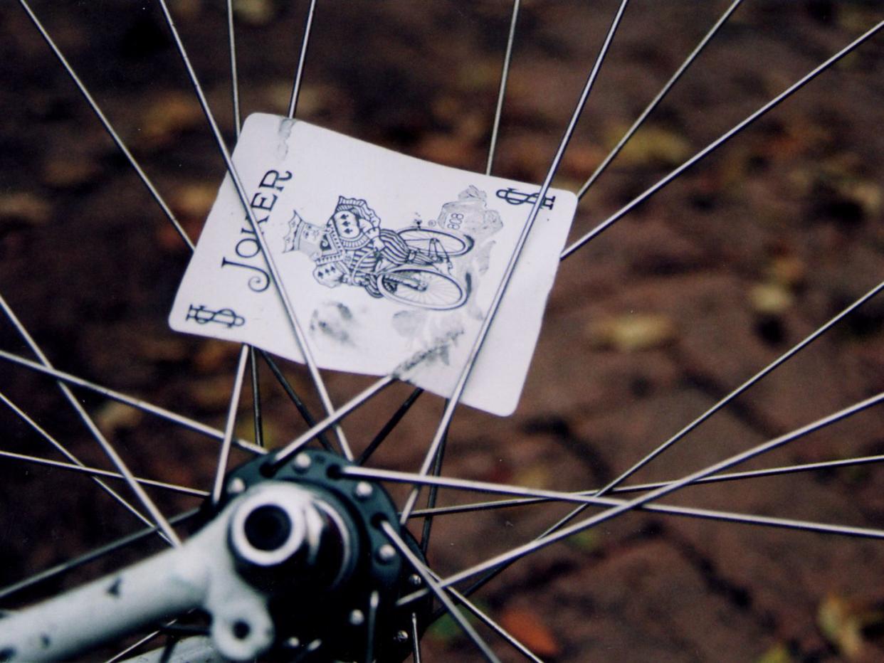 Card in bike spoke