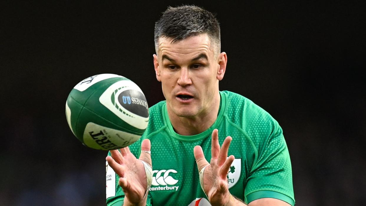  Jonathan Sexton of Ireland clutching a rugby ball ahead of the Ireland vs Italy Summer Series.  