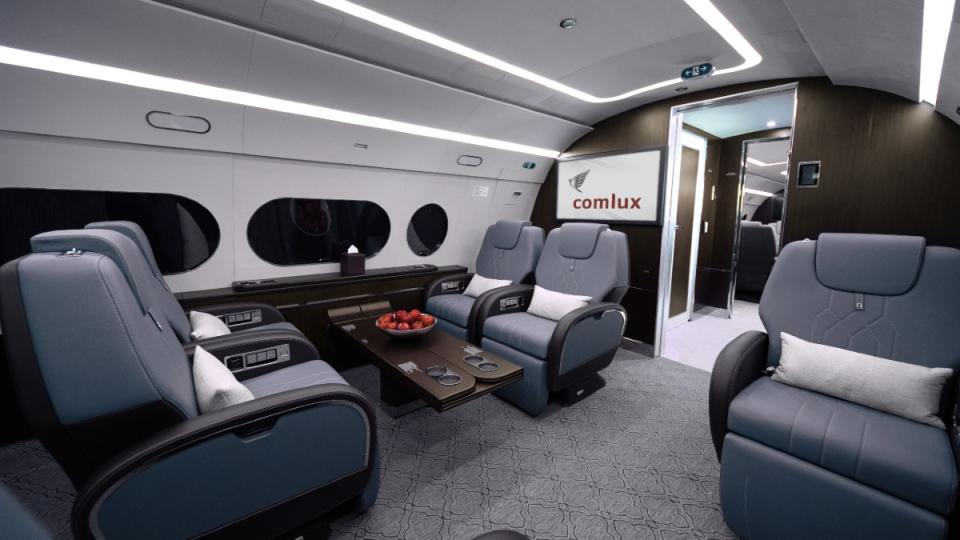 The ACJ business jet interior by Comlux. 