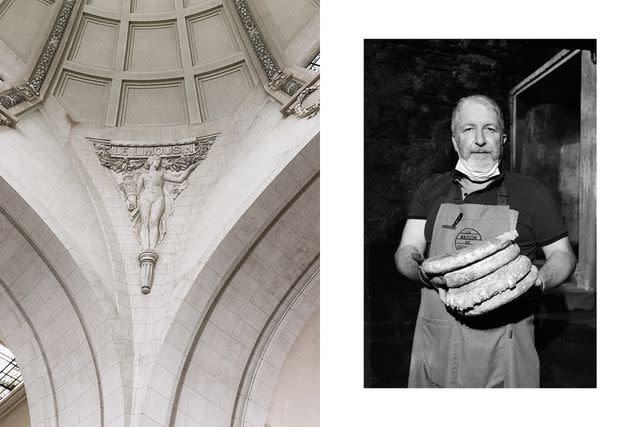 <p>William Craig Moyes</p> From left: A carving of a woman representing the Limousin region in the Limoges train station; cheese maker Jean-Marie Dufour in Limoges.