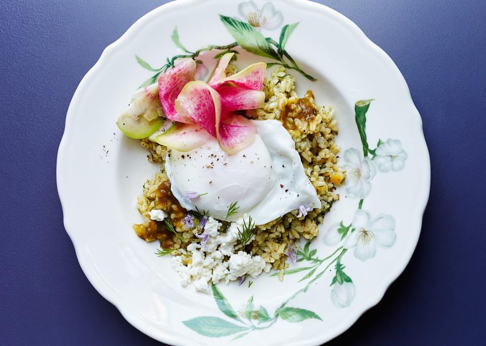 Sorrel Rice Bowls with Poached Eggs