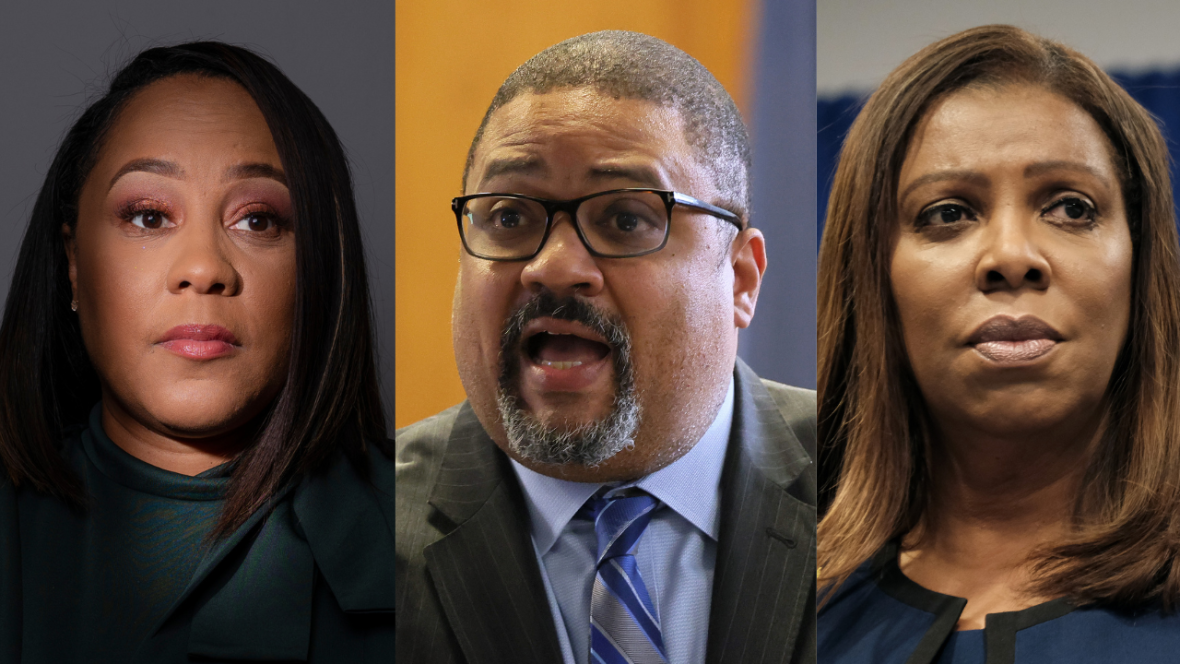 (Left to right) Fulton County District Attorney Fani Willis, Manhattan District Attorney Alvin Bragg and New York Attorney General Letitia James are all involved in legal matters concerning former President Donald Trump or his company. (Photo: Getty Images)