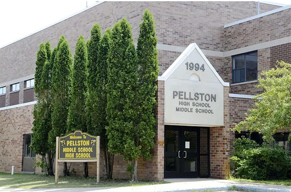 The entrance to Pellston High School and Middle School is seen here.