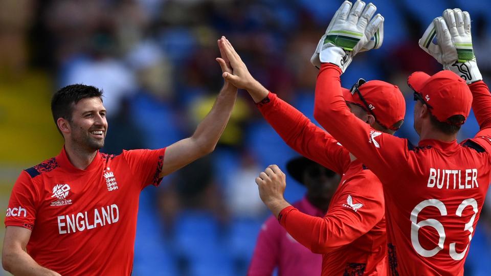 Mark Wood celebrates wicket
