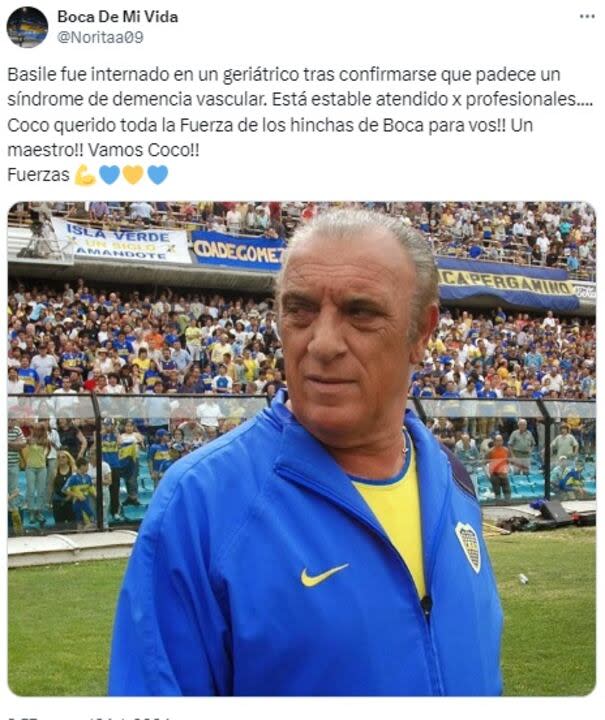 Los hinchas de Boca mostraron su apoyo al Coco Basile en este duro momento 