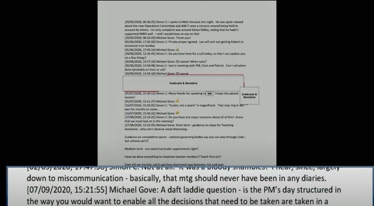 WhatsApp message from Michael Gove to Simon Case (UK Covid Inquiry)