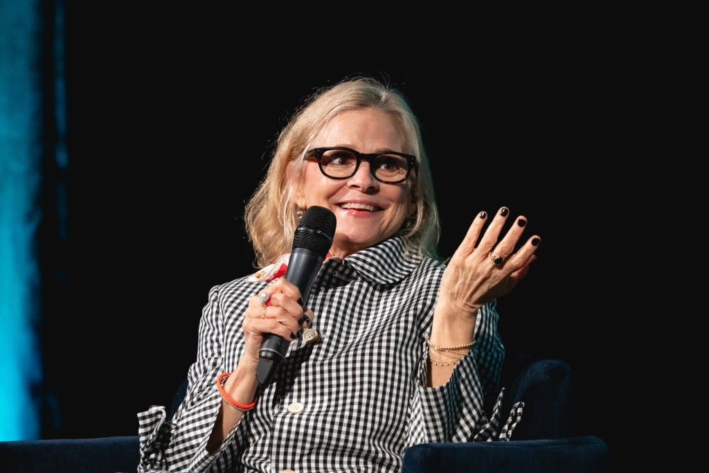 AUSTIN, TEXAS - APRIL 16: Comedian Amy Sedaris performs on stage during Moontower Comedy Festival at The Paramount Theatre on April 16, 2024 in Austin, Texas. (Photo by Rick Kern/Getty Images)