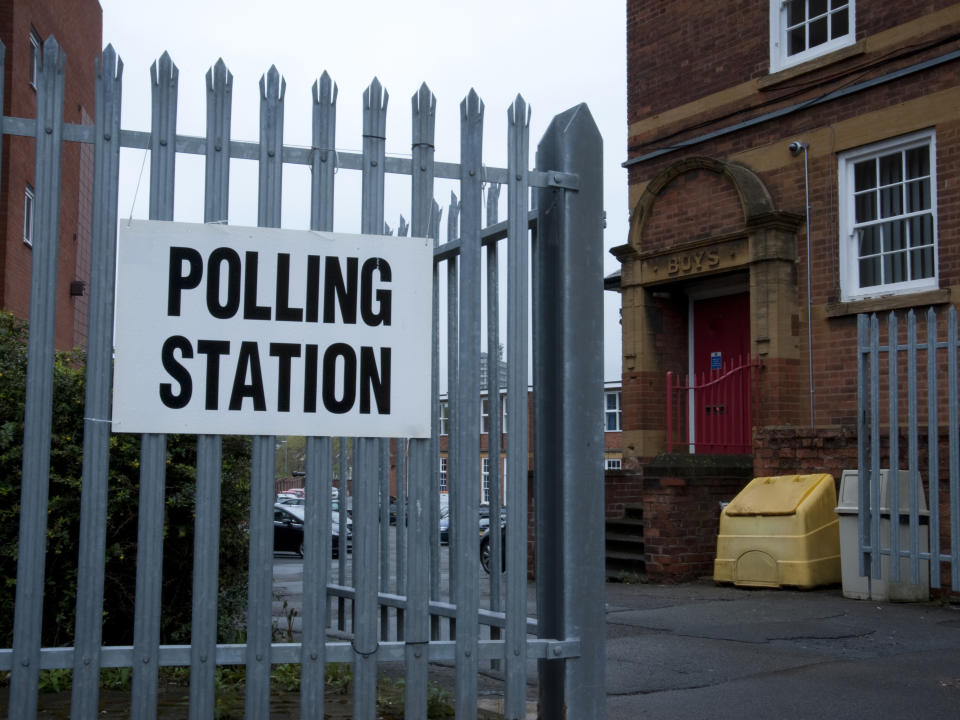 A polling station at former school, Coventry, UK.