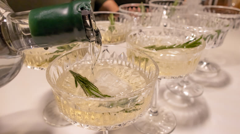 Champagne with rosemary