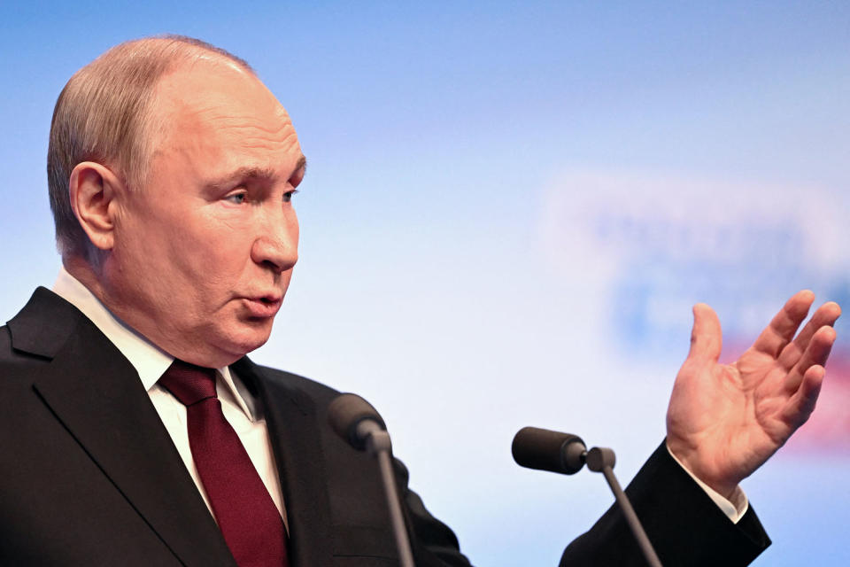Vladimir Putin at his campaign headquarters in Moscow (Natalia Kolesnikova / AFP - Getty Images)