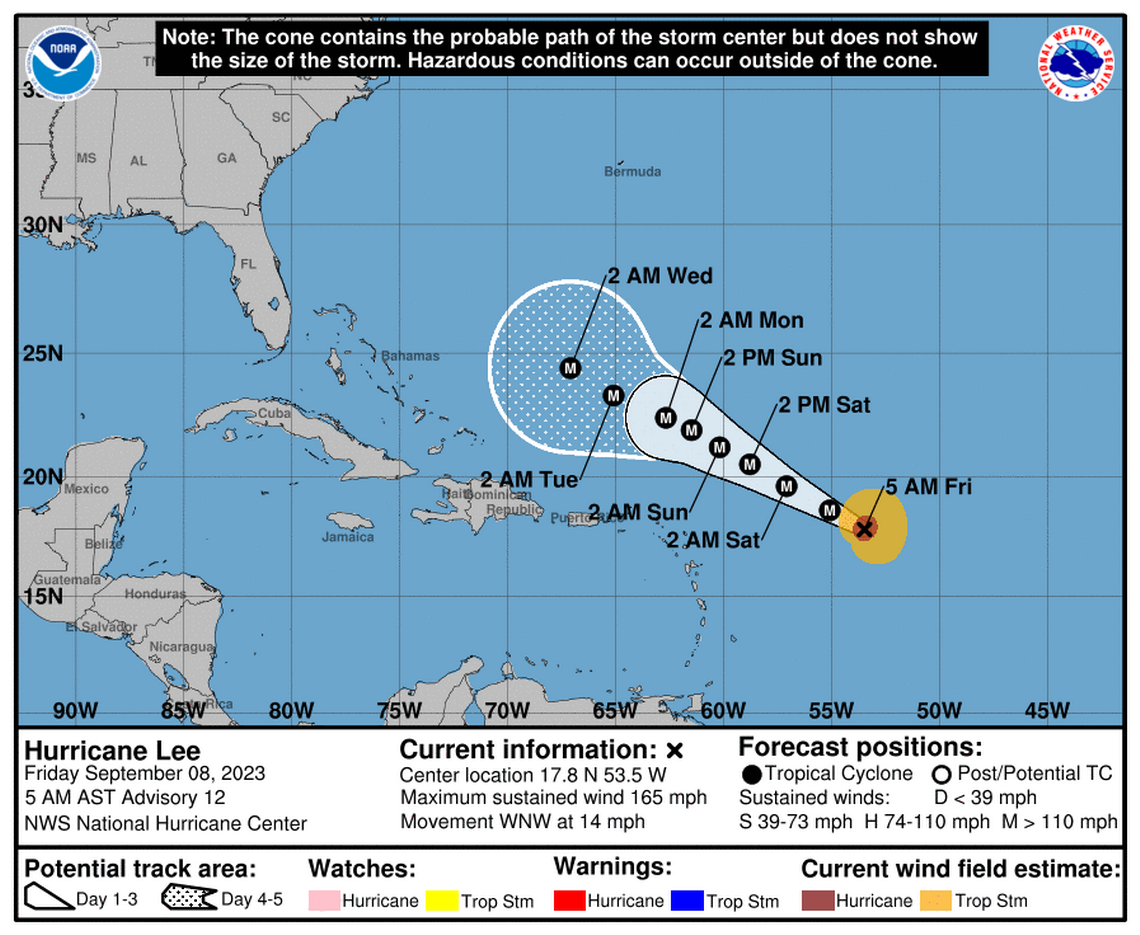 Hurricane Lee at 5 a.m. Friday.