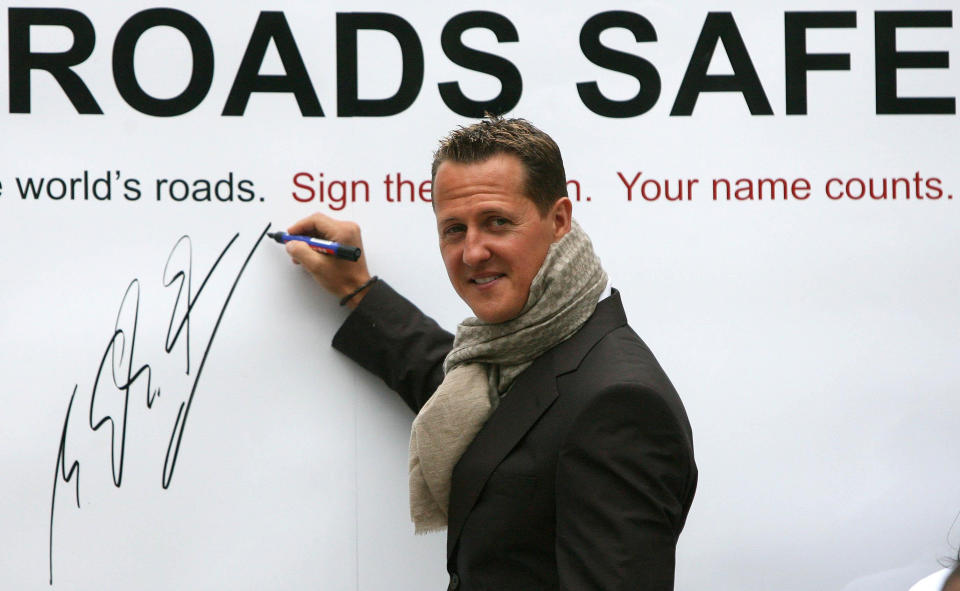 Motor racing champion Michael Schumacher launches Rally for Safer Roads in central London.