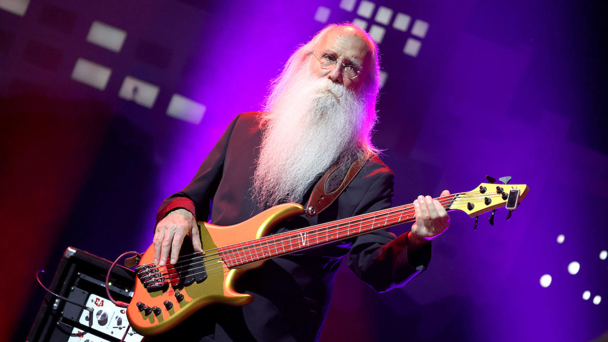  Leland Sklar performs with Lyle Lovett during an "Austin City Limits" taping at ACL Live on August 24, 2022 in Austin, Texas.  