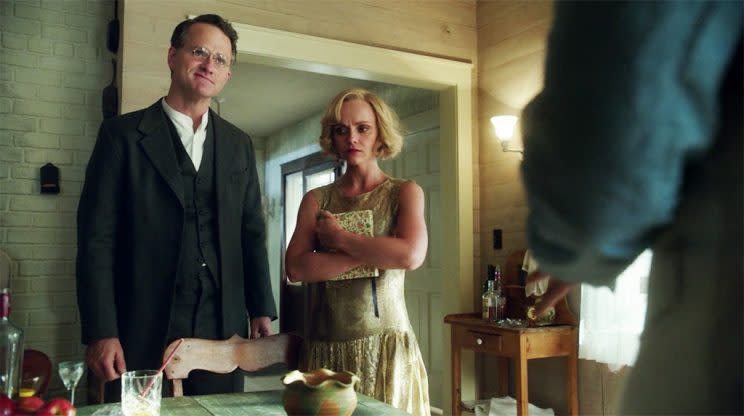 Jim True-Frost as Maxwell Perkins and Christina Ricci as Zelda Fitzgerald (Credit: Amazon Prime Studios)