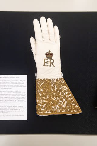 <p>Tim Whitby</p> Queen Elizabeth's coronation glove