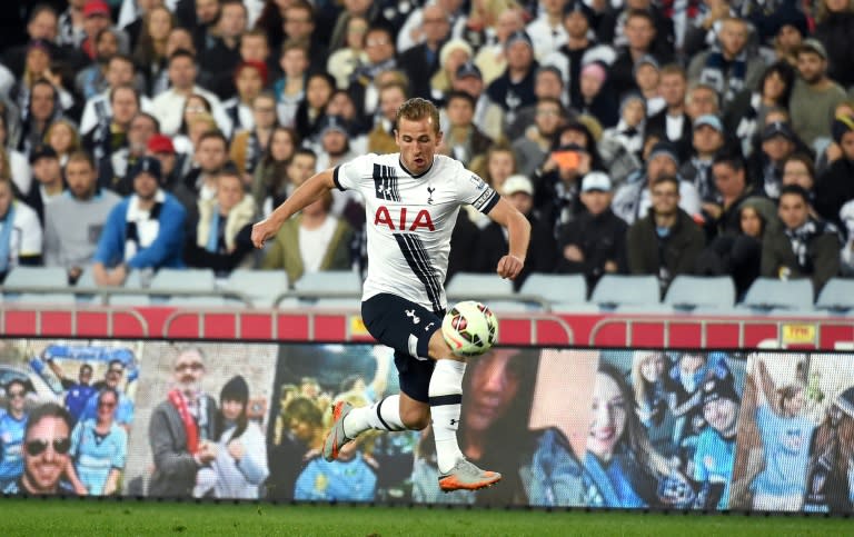 Tottenham Hotspur forward Harry Kane makes a run for it during the match against Sydney FC on May 30, 2015 in Sydney