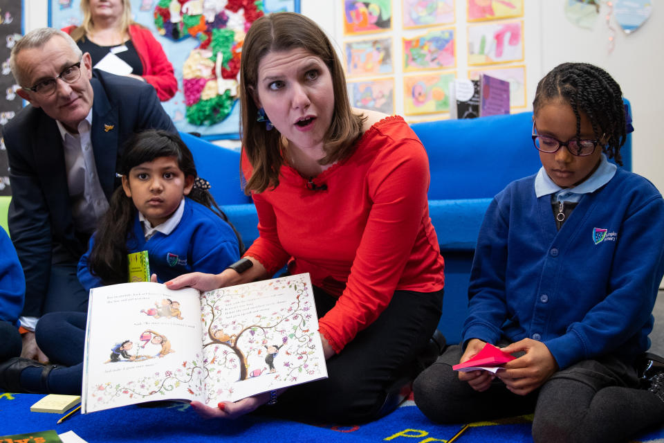 Liberal Democrats leader Jo Swinson during a visit to Trumpington Park Primary School, in Cambridge, whilst campaigning for the General Election.