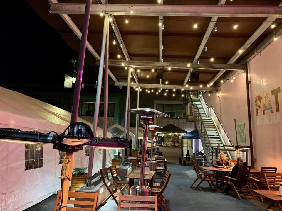 ALMA Patio is an outdoor-only restaurant, covered and equipped with personal heaters.