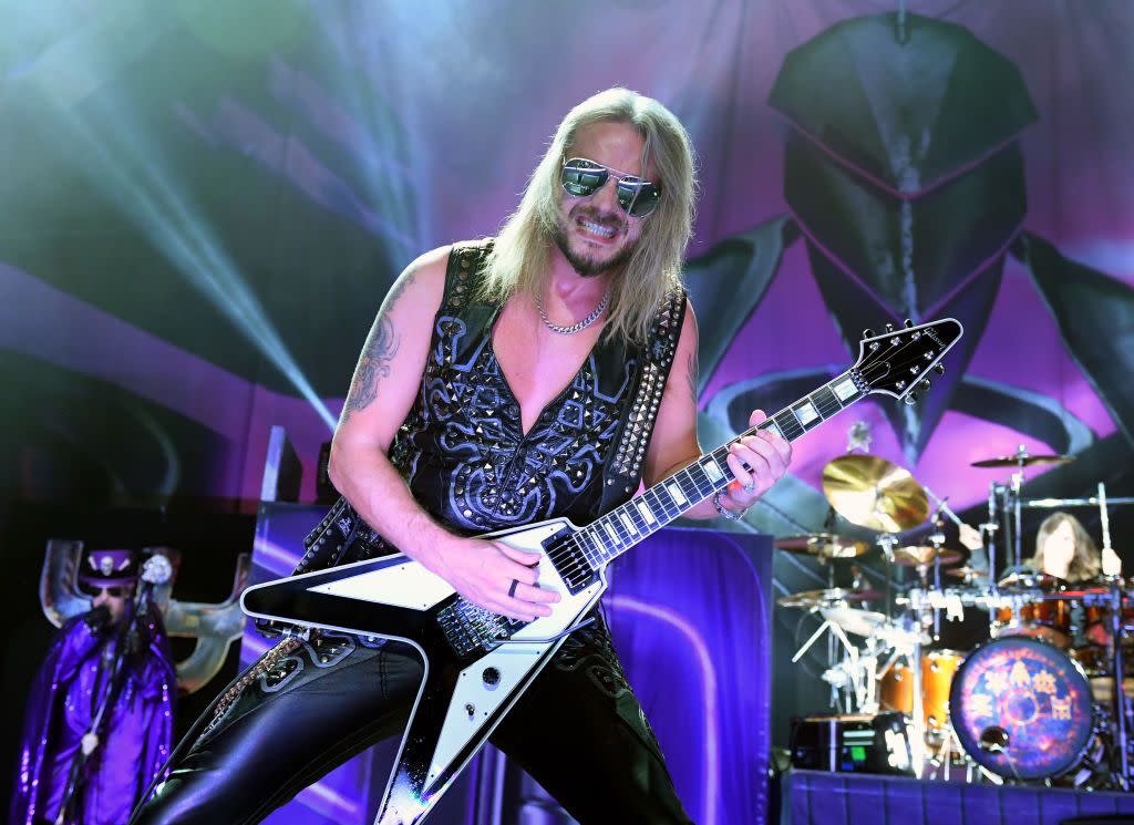 Guitarist Richie Faulkner of Judas Priest performs on June 29, 2019 in Las Vegas.