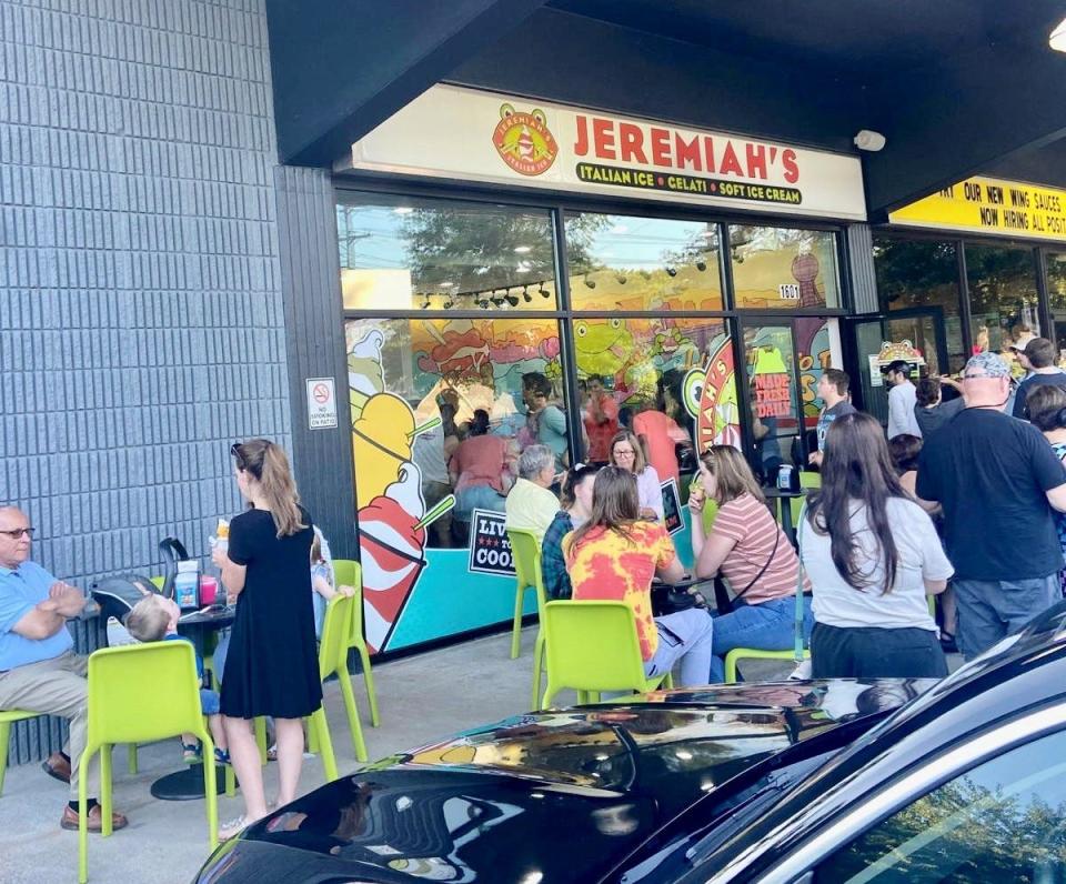 People enjoy some Jeremiah’s Italian Ice sweet treats after the store at 1601 Ebenezer Road opened in July 2023. It is the first in the Florida-based chain to open in the Knoxville area, with more planned in the near future.