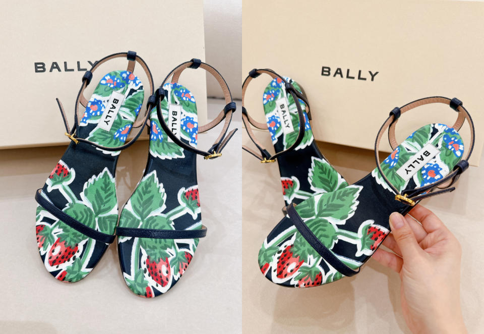 精品涼鞋推薦：Bally 草莓平底涼鞋！圖片來源：編輯拍攝